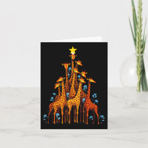 Schattige Giraffe Met Kerstboom Hoed Bloemige Gira Kaart