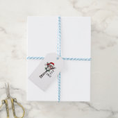 Schattige Giraffe Met Kerstman Hoed Prettig Kerstf Cadeaulabel (Met Touw)