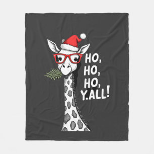 Schattige Giraffe Met Kerstman Hoed Prettig Kerstm Fleece Deken