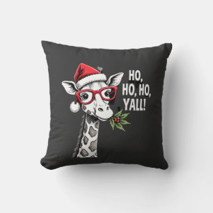 Schattige Giraffe Met Kerstman Hoed Prettig Kerstm Kussen