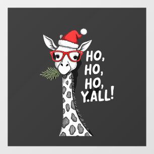 Schattige Giraffe Met Kerstman Hoed Prettig Kerstm Raamsticker