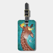 Schattige Giraffe met Vogels Bagagelabel (Voorkant verticaal)