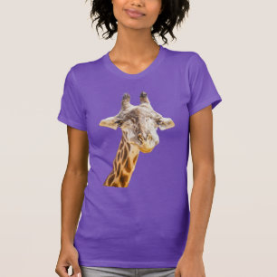 Schattige Giraffe Modern Grappige Natuur Paars T-shirt
