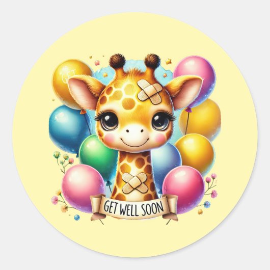 Schattige giraffe om snel te herstellen ronde sticker (Voorkant)