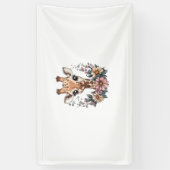 Schattige Giraffe omringd door bloemen 6 Spandoek (Verticaal)