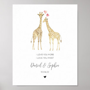 Schattige Giraffe Paar in Liefde Jubileum Poster