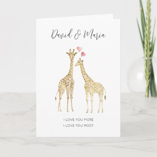 Schattige Giraffe Paar Liefde U Meer Quote Kaart (Voorkant)