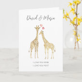 Schattige Giraffe Paar Liefde U Meer Quote Kaart (Gele Bloem)