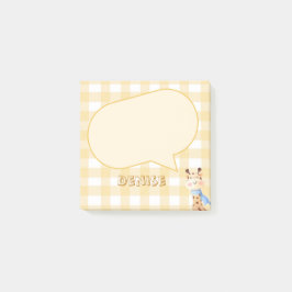 Schattige Giraffe Pastel Oranje Gingham Patroon Post-it® Notes
