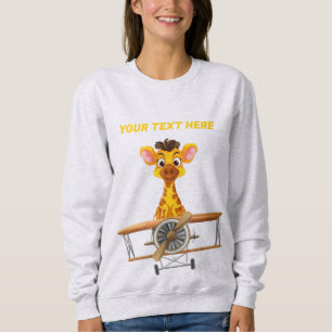 Schattige Giraffe Piloot Cartoon Vliegtuig Aangepa Trui