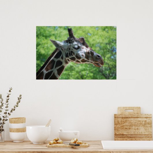 Schattige Giraffe Poster (Keuken)