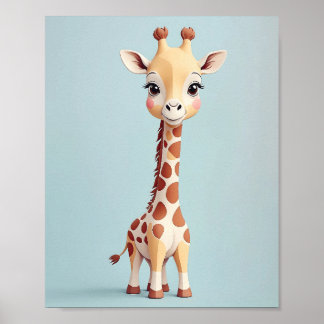 Schattige Giraffe - Safari Animal Nursery Wall Art Poster