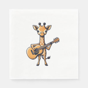 Schattige Giraffe Speelt Gitaar Giraffen Muzikant  Servet