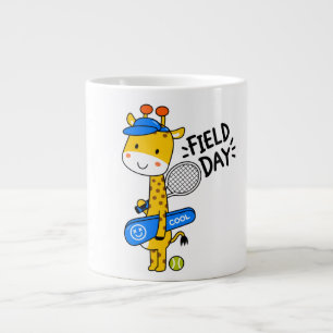 Schattige Giraffe Tennisveld Dag – Leuke Sport Kar Grote Koffiekop