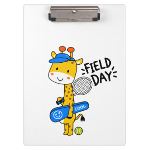 Schattige Giraffe Tennisveld Dag – Leuke Sport Kar Klembord