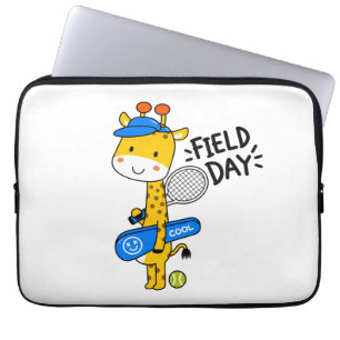 Schattige Giraffe Tennisveld Dag – Leuke Sport Kar Laptop Sleeve