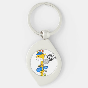 Schattige Giraffe Tennisveld Dag – Leuke Sport Kar Sleutelhanger