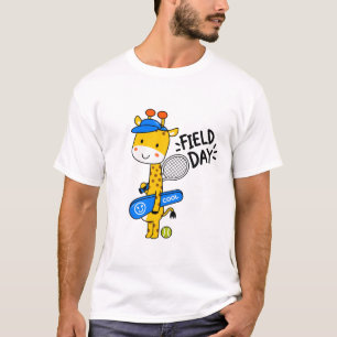 Schattige Giraffe Tennisveld Dag – Leuke Sport Kar T-shirt