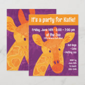 Schattige Giraffe Uitnodiging met enveloppe (Voorkant / Achterkant)