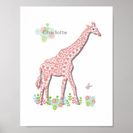 Schattige Giraffe Whimsy Gepersonaliseerde Foto vo Poster