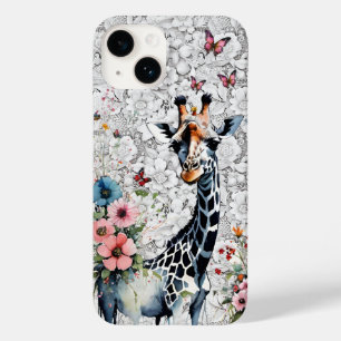 Schattige Giraffe Wildflowers Vlinders en Kant Case-Mate iPhone 14 Hoesje