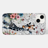 Schattige Giraffe Wildflowers Vlinders en Kant Case-Mate iPhone Case (Achterkant (horizontaal))