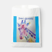 Schattige Giraffe Zoo Dier Party Naam Favoriet Tas Bedankzakje (Voorkant)