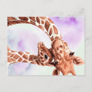 Schattige giraffenmoeder en baby, cadeau voor doch briefkaart