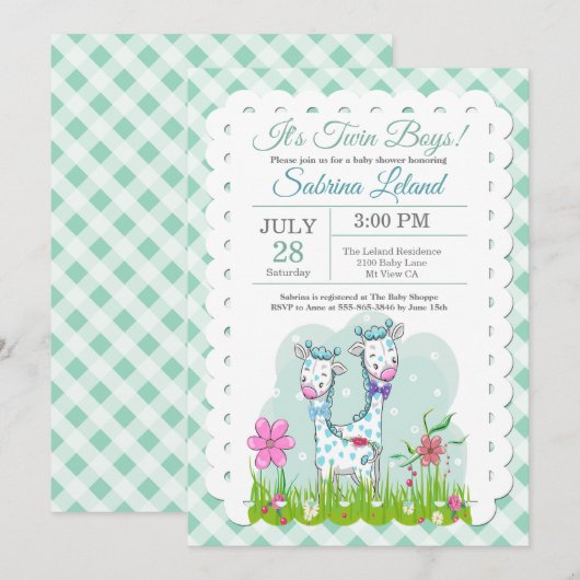 Schattige Giraffes met twee bakken Baby shower Kaart (Voorkant / Achterkant)