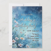 Schattige Girl's Space & Flower Thema Verjaardagsf Kaart (Voorkant)