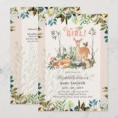 Schattige GIRLS Woodland Deer Baby shower Coral In Kaart (Voorkant / Achterkant)