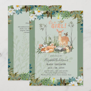 Schattige GIRLS Woodland Deer Baby shower Green In Kaart
