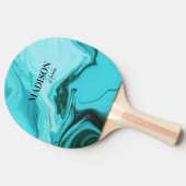 Schattige girly blauw marmer art monogram tafeltennisbatje (Zijkant)