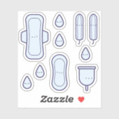 Schattige Girly Blauw Sanitair Set Eerste Periode  Sticker (Vel)
