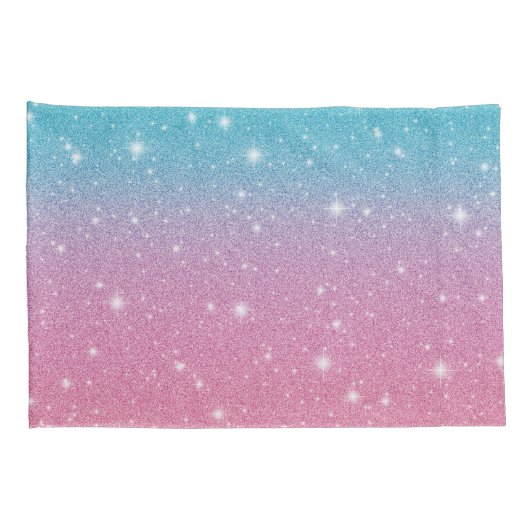 Schattige Girly Blue Pink Faux Glitter Sparkles Kussensloop (Achterkant-Rechts)