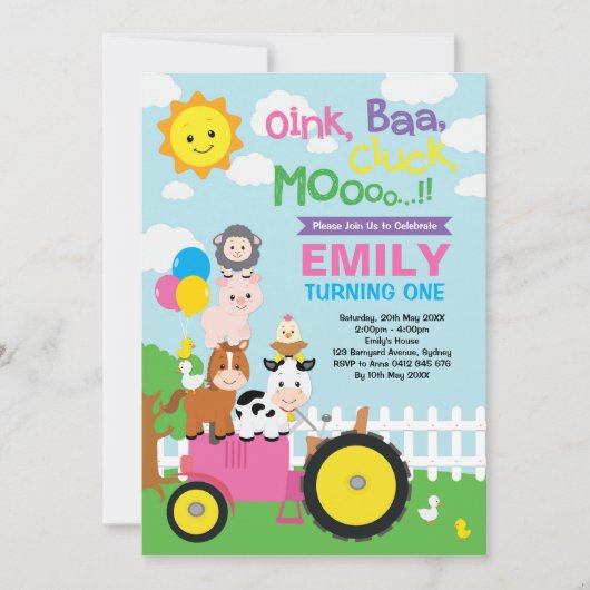Schattige & Girly Boerderij Verjaardag Barnyard An Kaart (Voorkant)