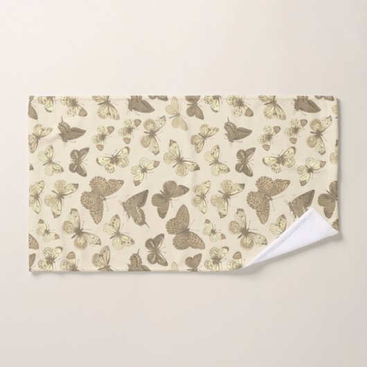 Schattige Girly Butterfly Pattern Beige Bad Handdoek (Handdoek)