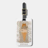 Schattige Girly Cartoon Beren Ice Cream Cone Bagagelabel (Voorkant verticaal)