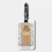 Schattige Girly Cartoon Beren Ice Cream Cone Bagagelabel (Achterkant verticaal)