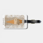 Schattige Girly Cartoon Beren Ice Cream Cone Bagagelabel (Achterkant horizontaal)