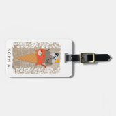 Schattige Girly Cartoon Cats Ice Cream Cone Bagagelabel (Voorkant horizontaal)