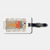 Schattige Girly Cartoon Cats Ice Cream Cone Bagagelabel (Achterkant horizontaal)