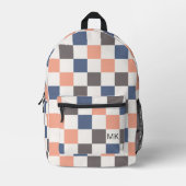 Schattige Girly Checkerboard Monogram Initialen Bedrukte Rugzak (Voorkant)