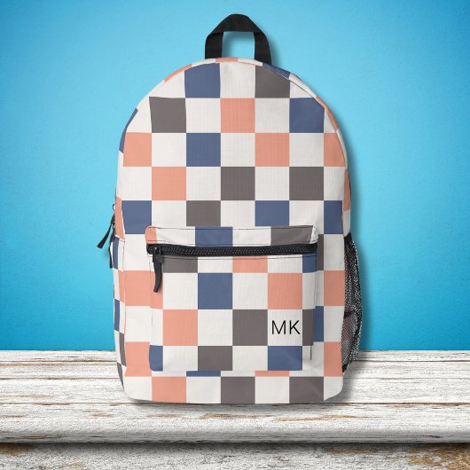 Schattige Girly Checkerboard Monogram Initialen Bedrukte Rugzak