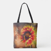 Schattige Girly Custom Name Flower Tote Bag (Achterkant)