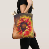 Schattige Girly Custom Name Flower Tote Bag (Dichtbij)