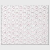Schattige Girly Esthetisch Roze Boog Patroon Monog Cadeaupapier (Vlak)