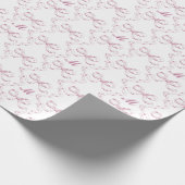 Schattige Girly Esthetisch Roze Boog Patroon Monog Cadeaupapier (Hoek)