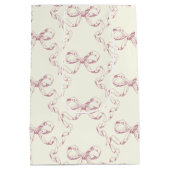 Schattige Girly Esthetisch Roze Boog Patroon Monog Medium Cadeauzakje (Achterkant)