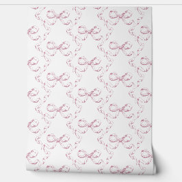 Schattige Girly esthetisch roze strikpatroon Behang